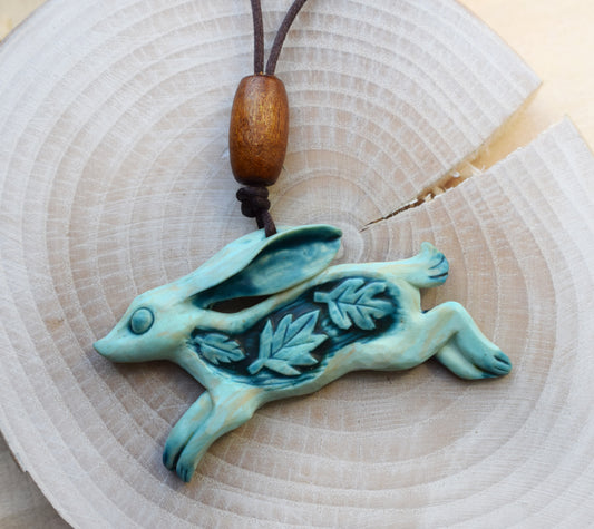 Running Hare Polymer Clay Pendant