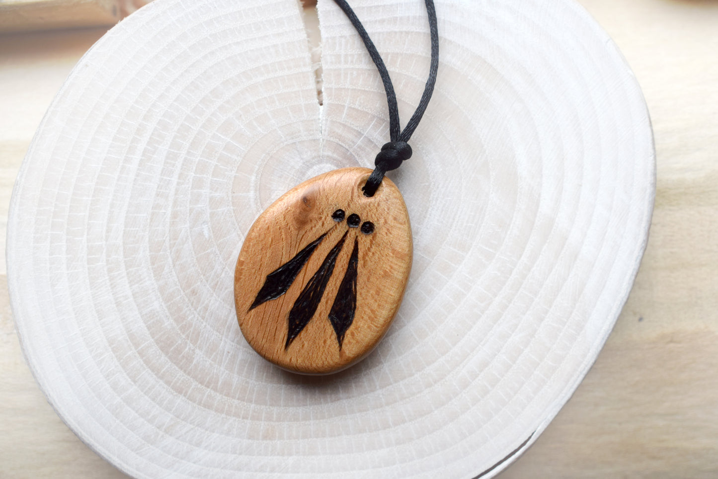 Awen pendant in beech