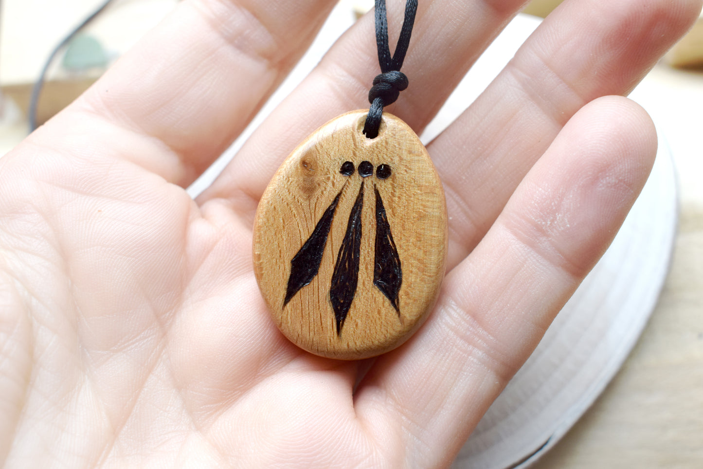 Awen pendant in beech