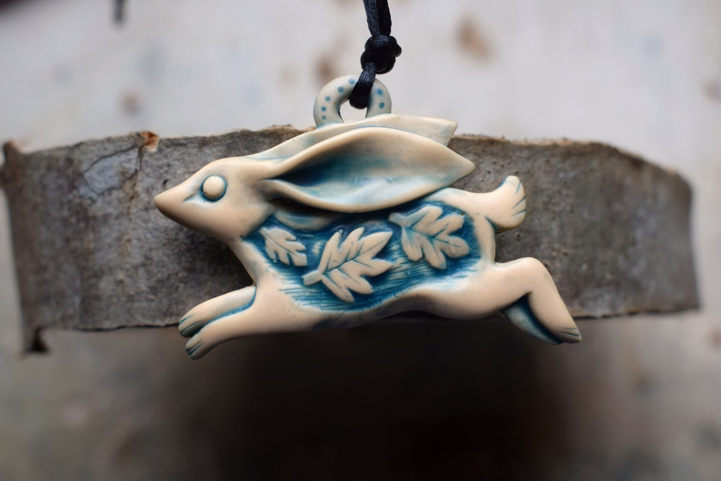 Running Hare Polymer Clay Pendant