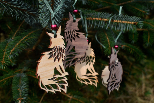 wood fox christmas tree decoration ornaments (rustic christmas decor)
