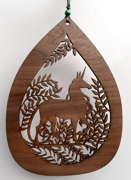 Wood cut out Unicorn silhouette wall hanging