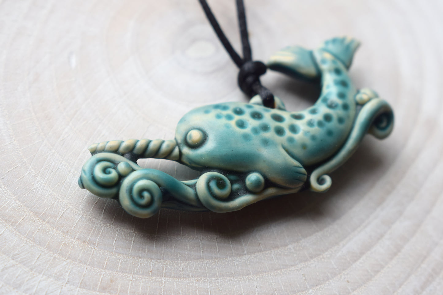 Narwhal Pendant (polymer clay)