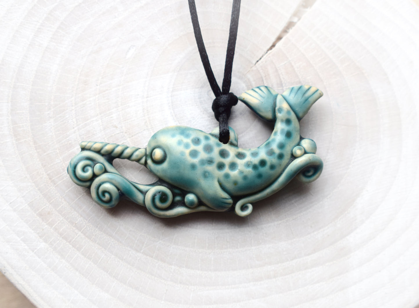 Narwhal Pendant (polymer clay)